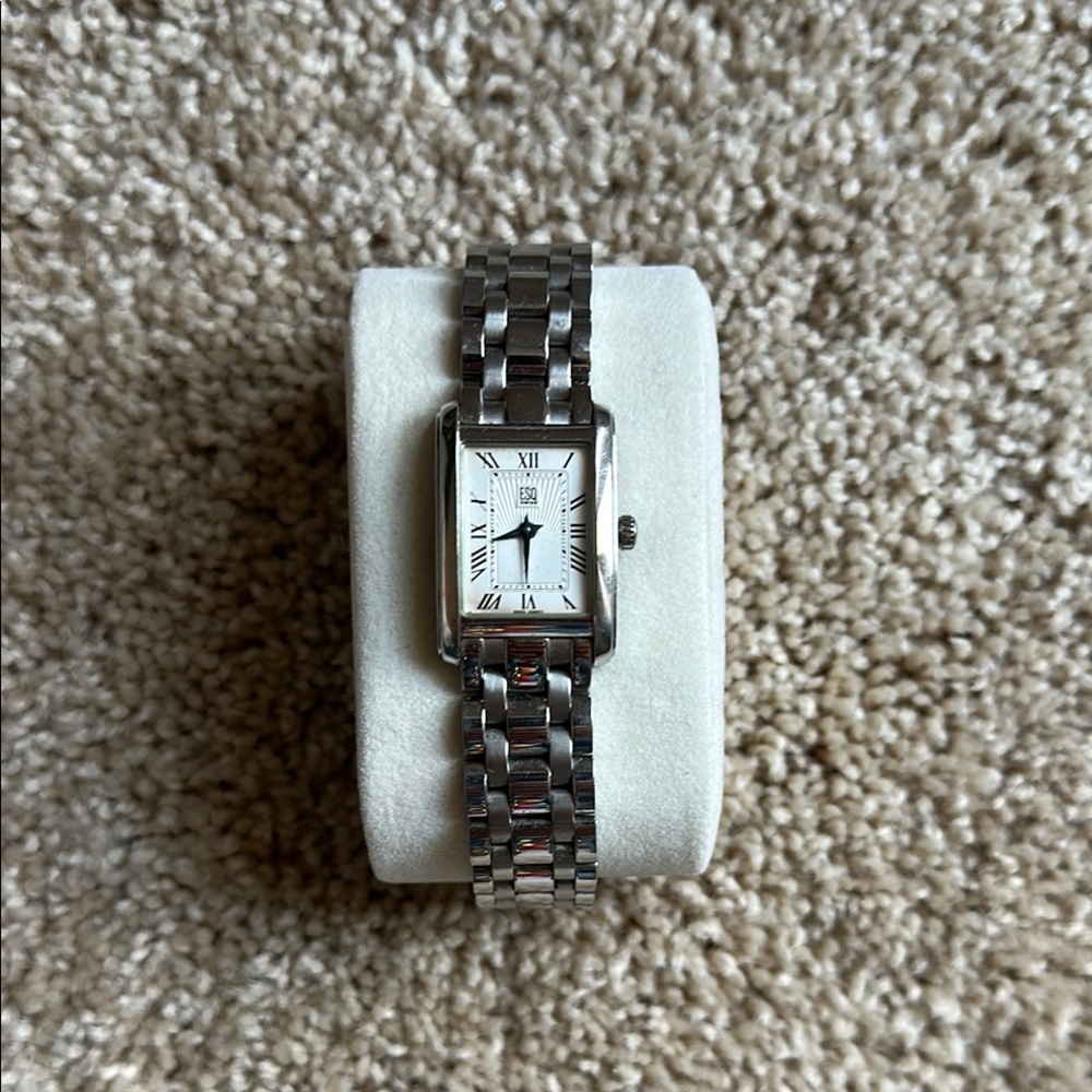Silver Rectangular Watch With Roman Numerals - image 1